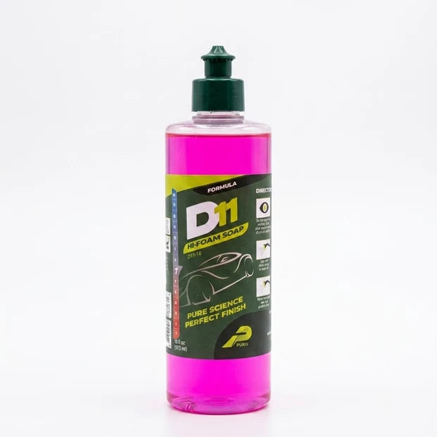 PURIS D11 Hi-Foam Soap – Shampoo Automotriz Concentrado de Alta Espuma 10 oz