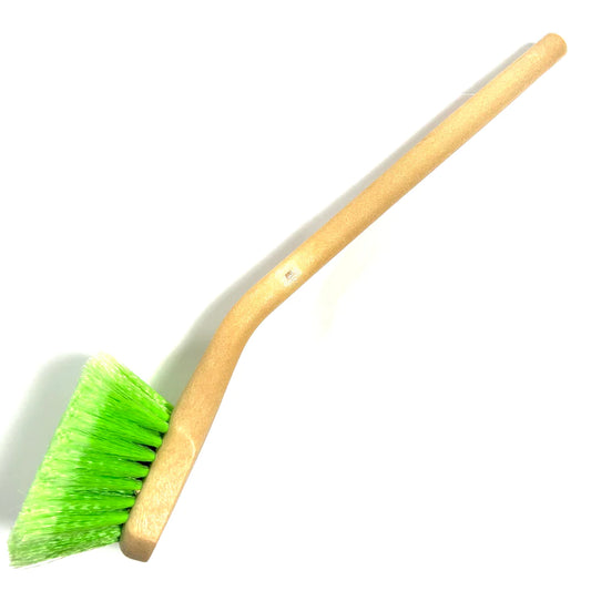 Long Handle Body & Wheel Brush with Flagged Tip Bristles, Angled Head